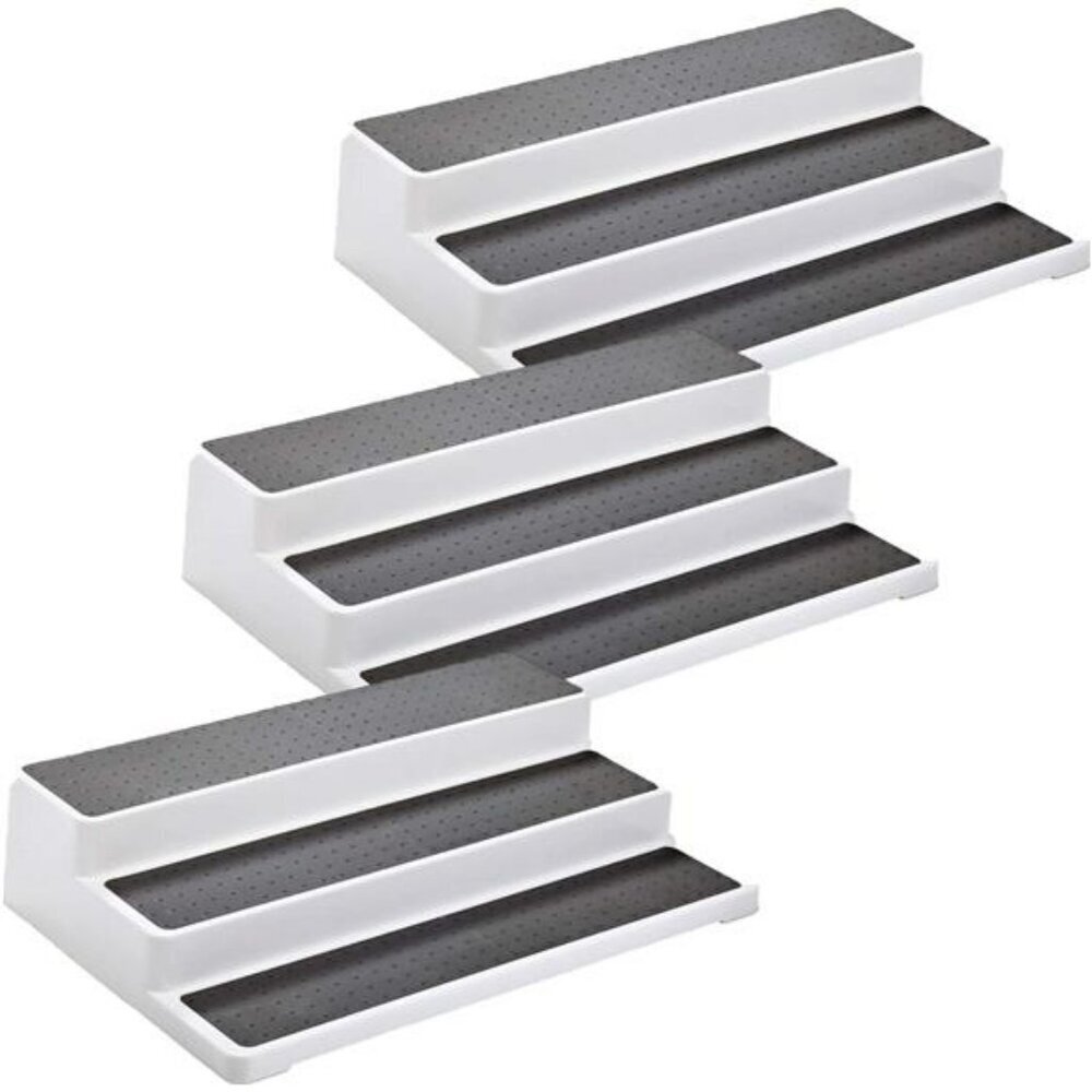 3 Tier Lazy Susan Spice Rack Non Skid Shelf Kitchen Pantry Cabinet Organizer
